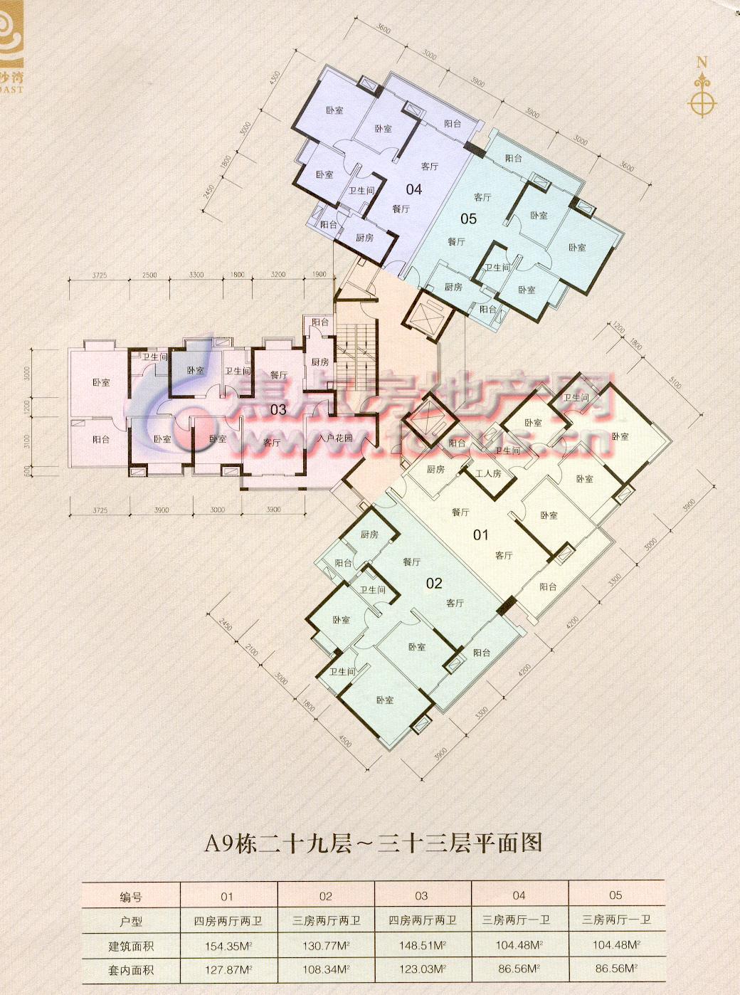 中海金沙湾中海金沙湾a9栋二十九层~三十三层平面_中海金沙湾户型图