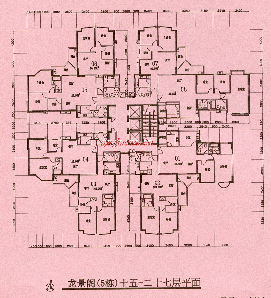 华景新城龙景阁(5栋)15-27层平面_华景新城户型图-广州搜狐焦点网