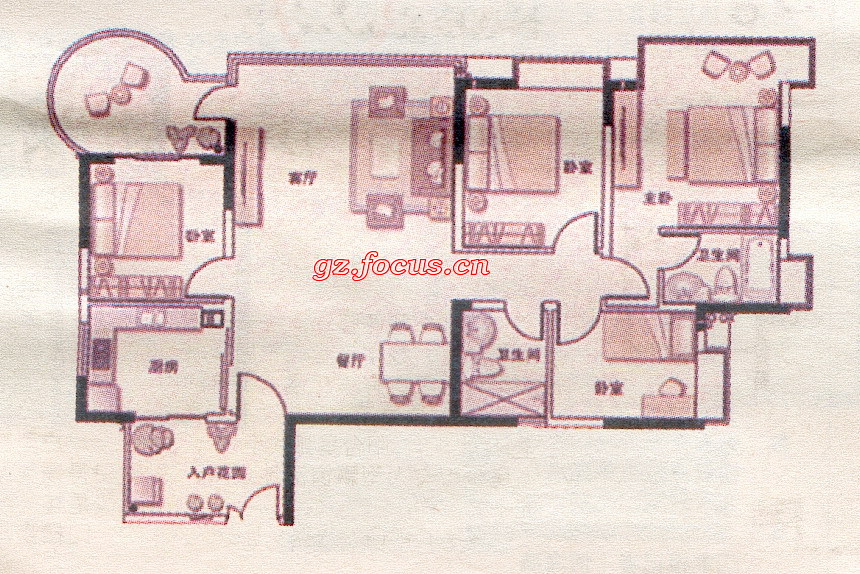 光大花园d13栋01单元_光大花园户型图-广州搜狐焦点网