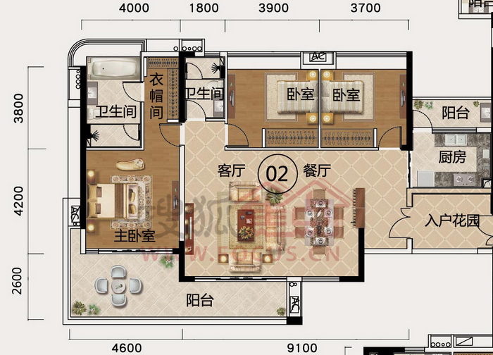 户型文瀚11-14栋02单元