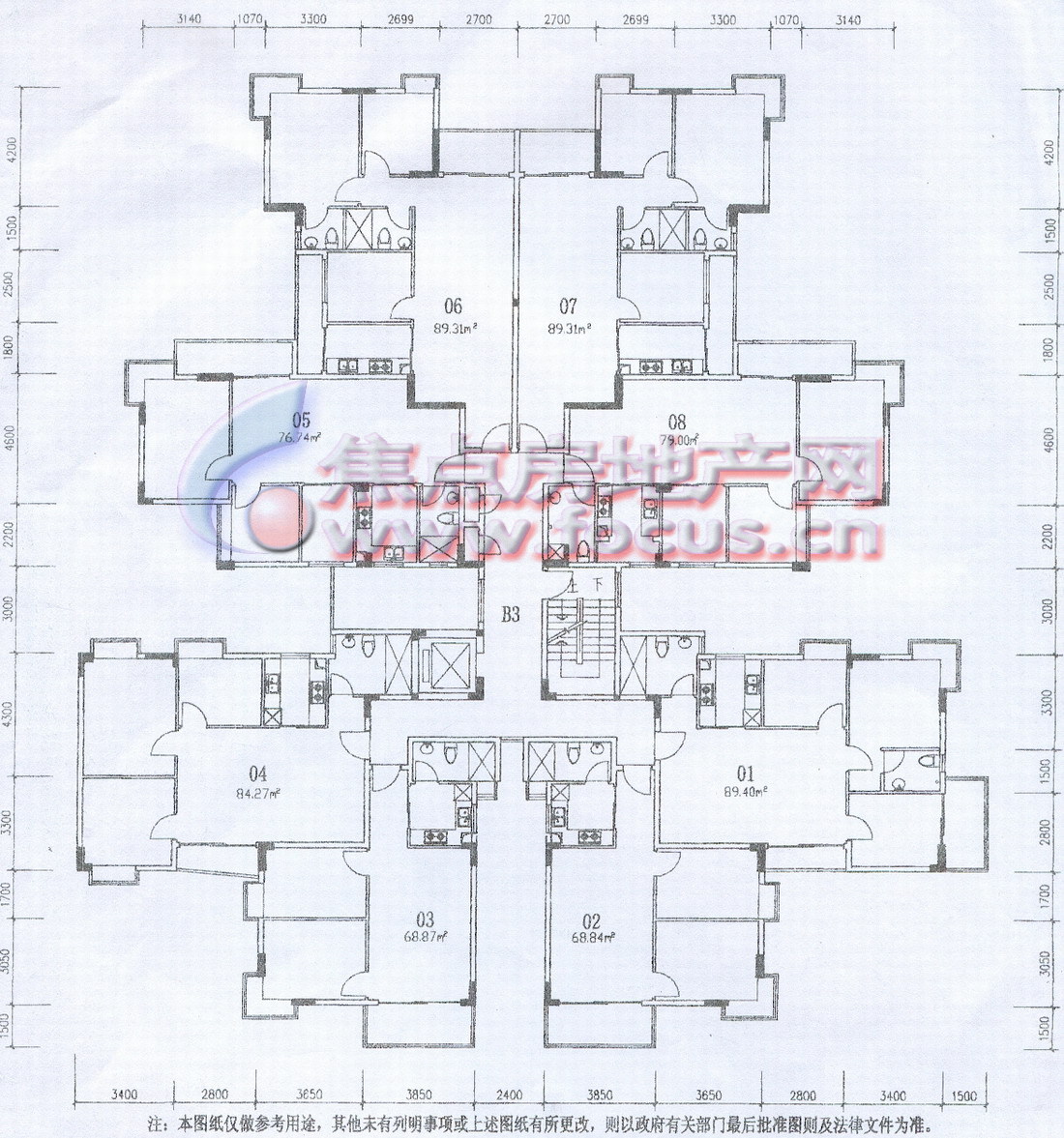 橡树园橡树园b3栋标准层平面_橡树园户型图-广州搜狐焦点网