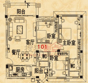 碧桂园豪园翠湖苑1号楼a栋1-6层01单位户型