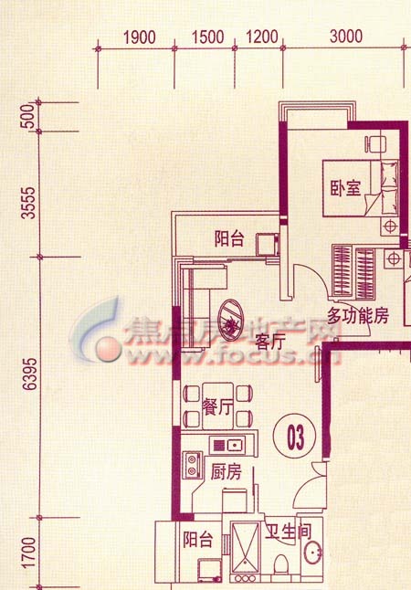 42㎡二房二厅_隽峰苑户型图-广州搜狐焦点网