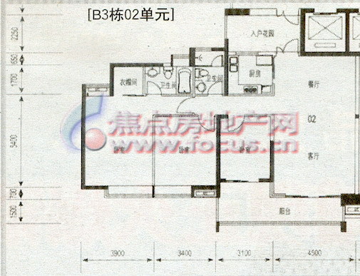 中海花城湾中海花城湾b3栋02单元平面_中海花城湾户型