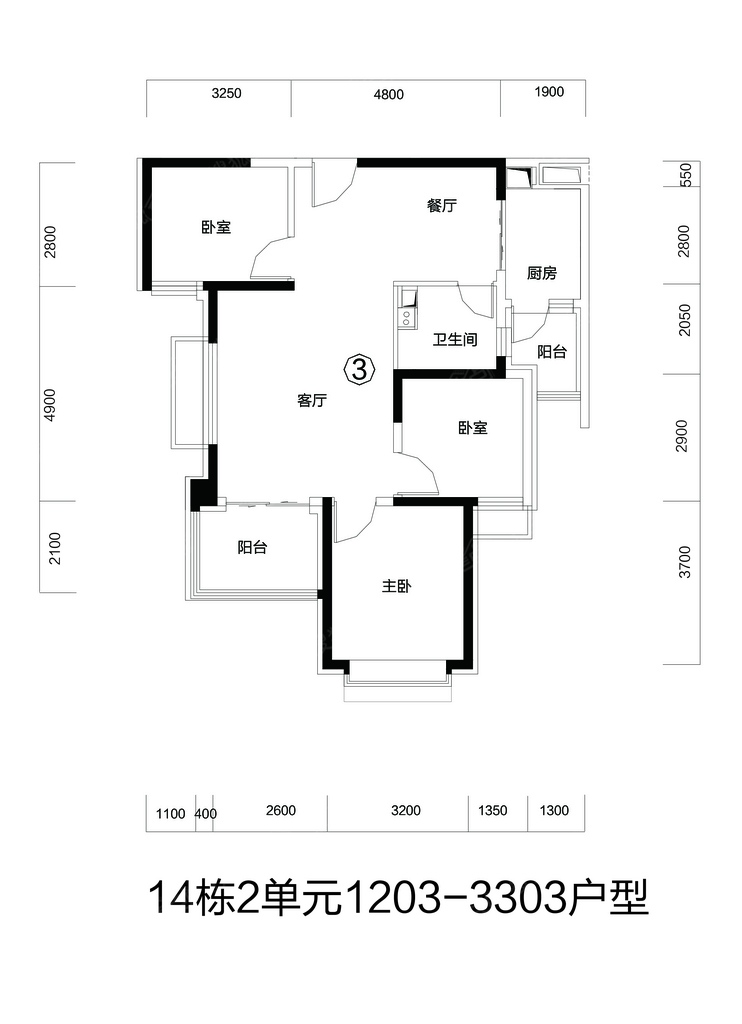 恒大城14#2单元1203-3303_恒大城户型图-衡水搜狐焦点