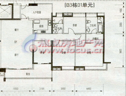 中海花城湾中海花城湾b3栋01单元平面_中海花城湾户型