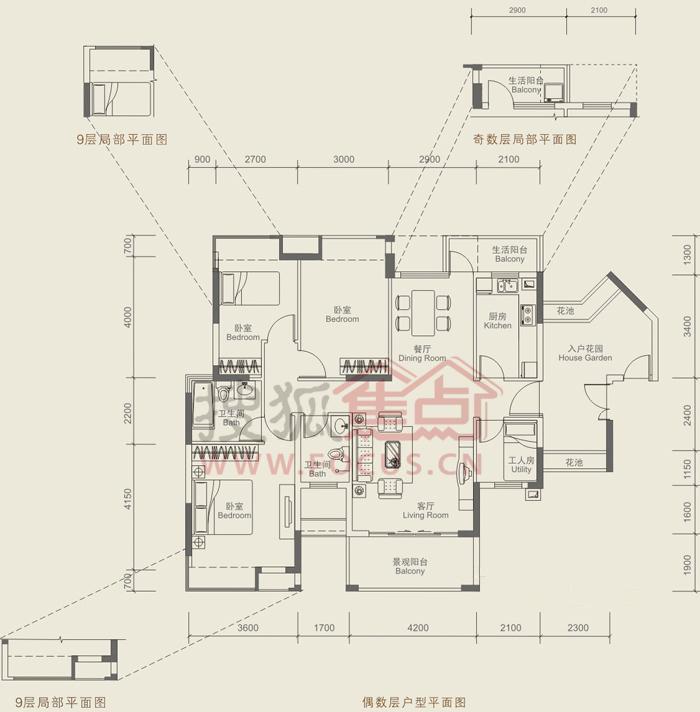 招商澜园2期8-9栋a座e f型3房2厅2卫135.02㎡