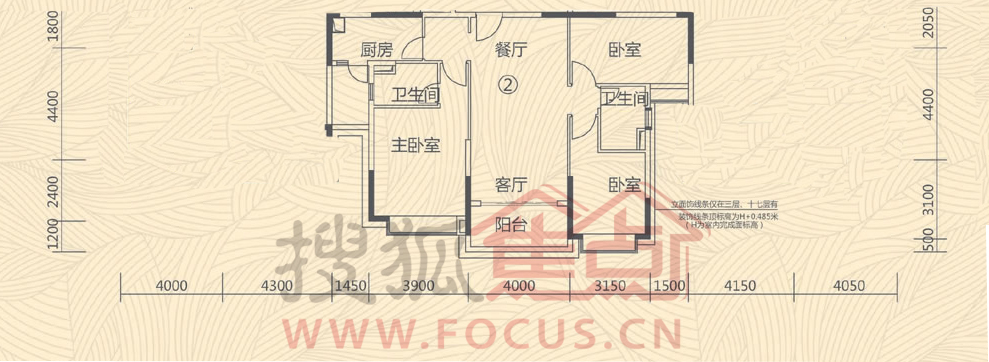 恒大银湖城11栋3-18层02户型_恒大银湖城户型图-清远