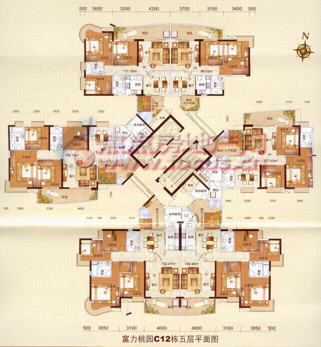 富力桃园富力桃园帝中海泊宫c12栋5层平面_富力桃园户型图-广州搜狐