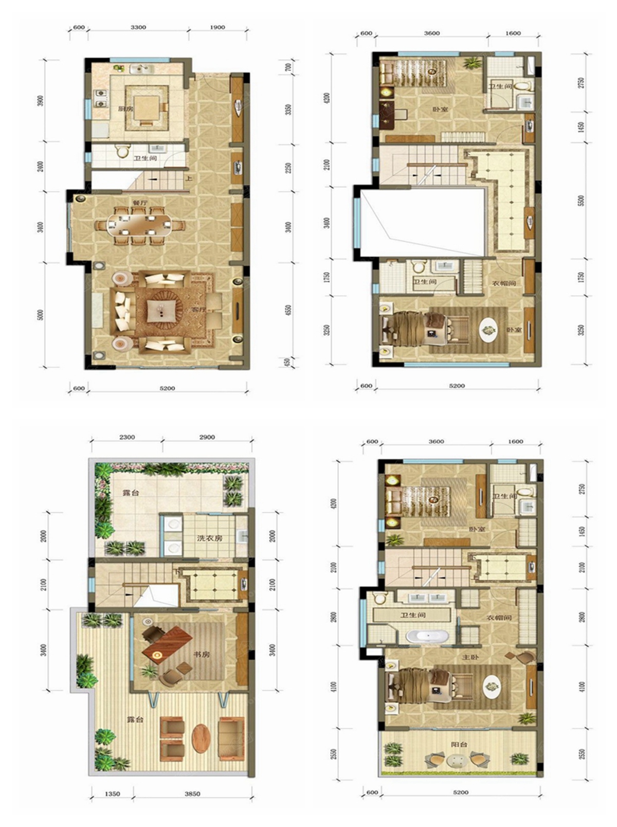 万科珠江东岸168平别墅5居_万科珠江东岸户型图-东莞