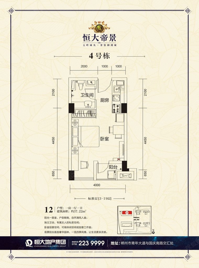 恒大帝景4号栋单身公寓_恒大帝景户型图-郴州搜狐焦点