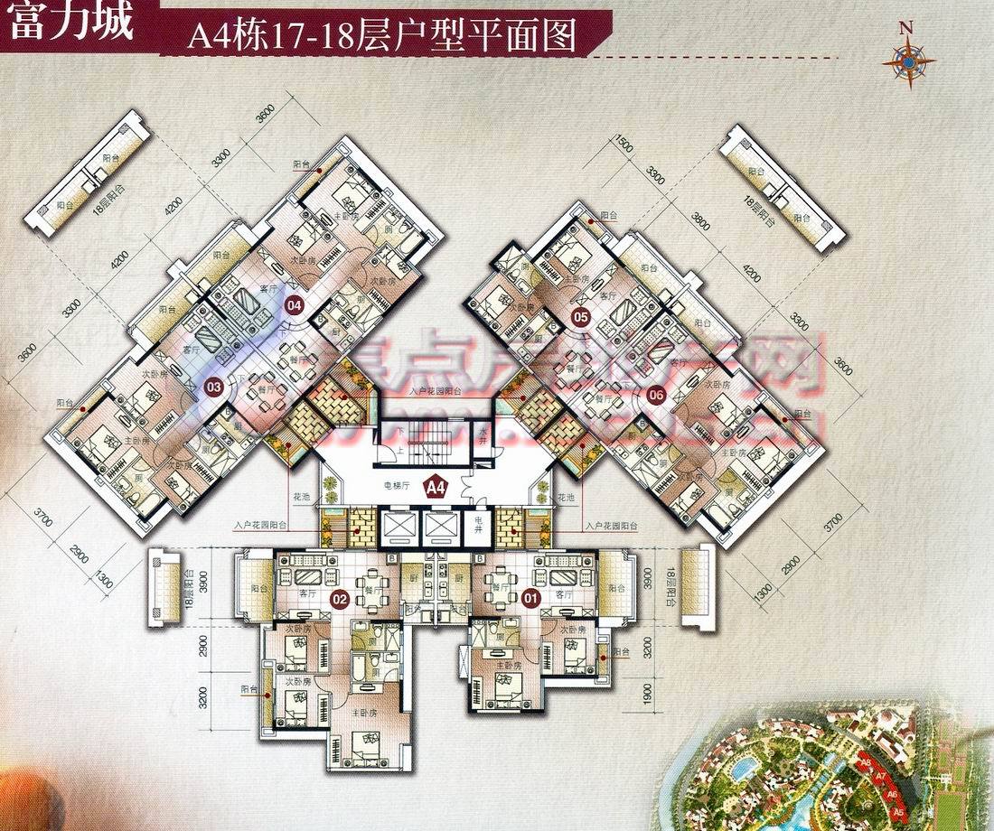 广州富力城a4栋17-18层平面