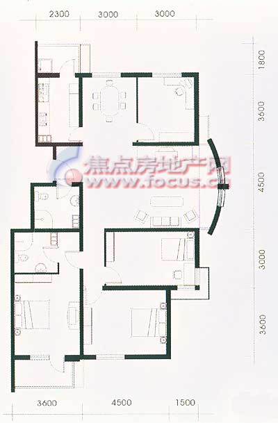 数码港公寓3号楼四室两厅两卫a-4室2厅2卫-157.2㎡