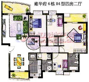 雍华府雍华府6栋h4四房二厅_雍华府户型图-深圳搜狐焦点网