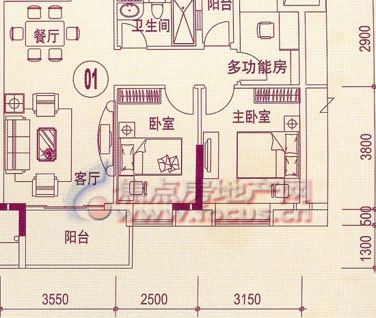 88㎡三房二厅_隽峰苑户型图-广州搜狐焦点网