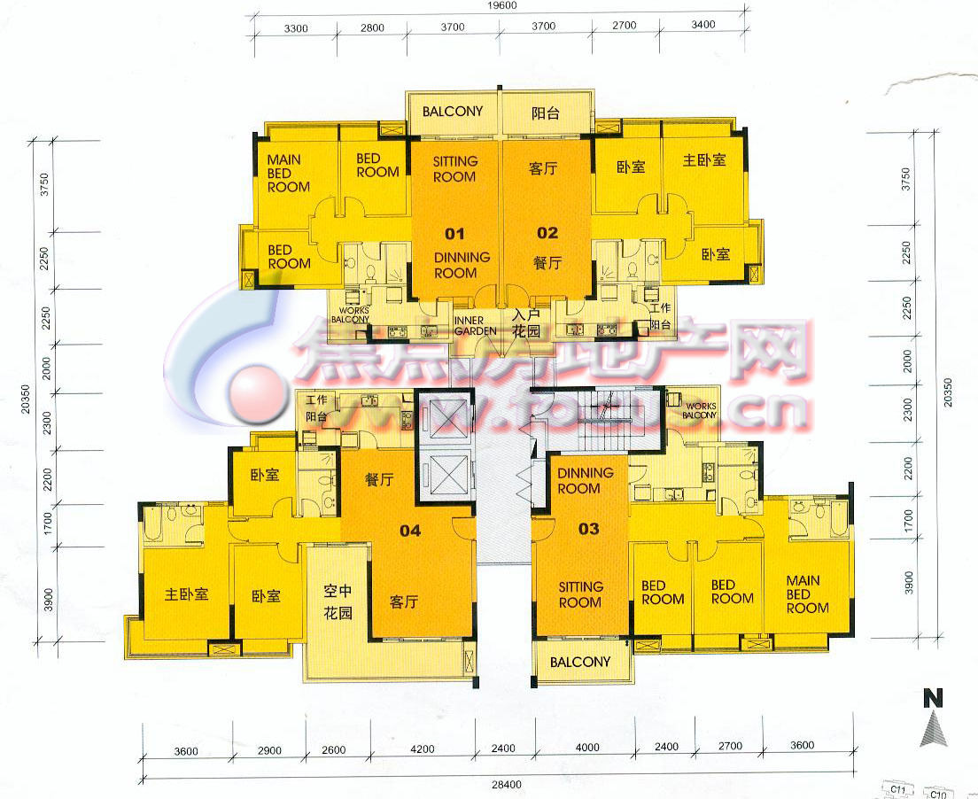 岭南新世界sunny house组团三期c-8栋部分楼层户型