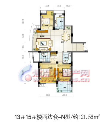 润和亿城嘉园13,15#西边套121.56平方米n