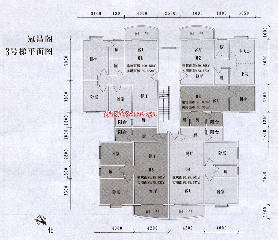 冠昌阁3号梯平面