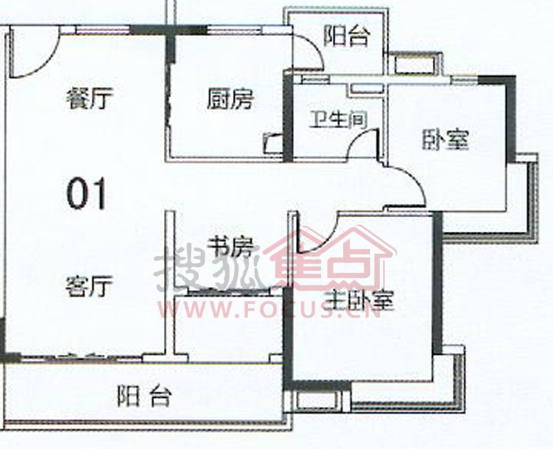 科城山庄峻森园b21/b22/b23栋标准层01_科城山庄峻森园户型图-广州