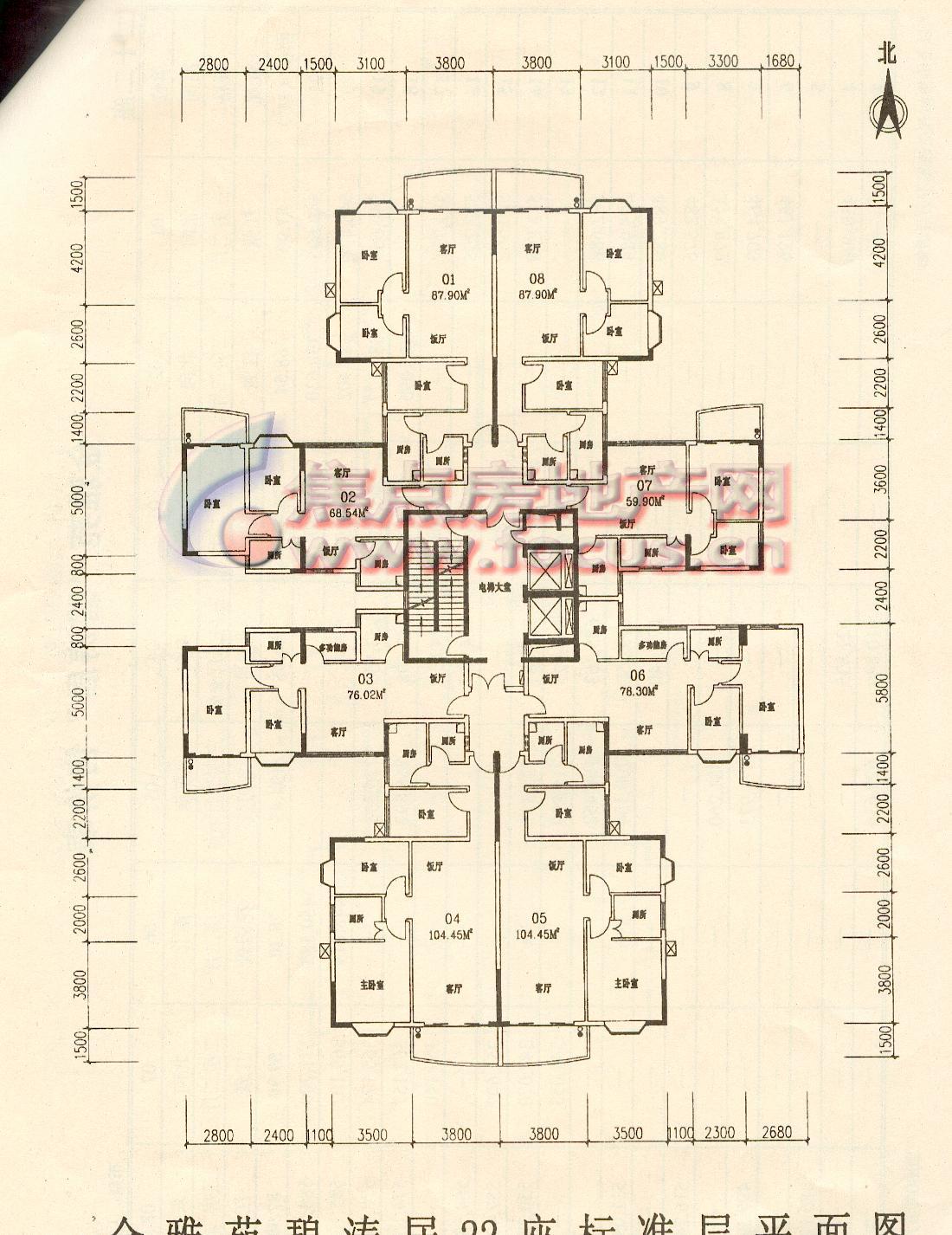 金雅苑碧涛居22座标准层平面_金雅苑(金雅花园)户型图-广州搜狐焦点网