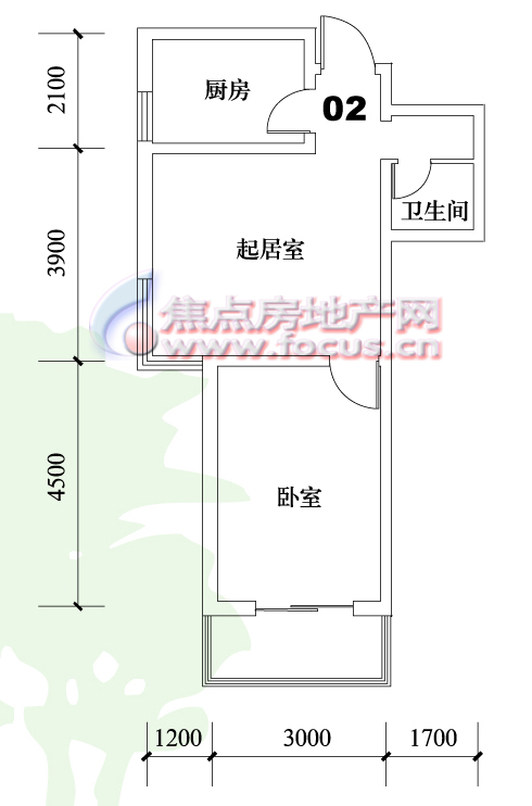 秋丽家园8,13,18,25号楼一室一厅一卫d房型61.02平米02,05