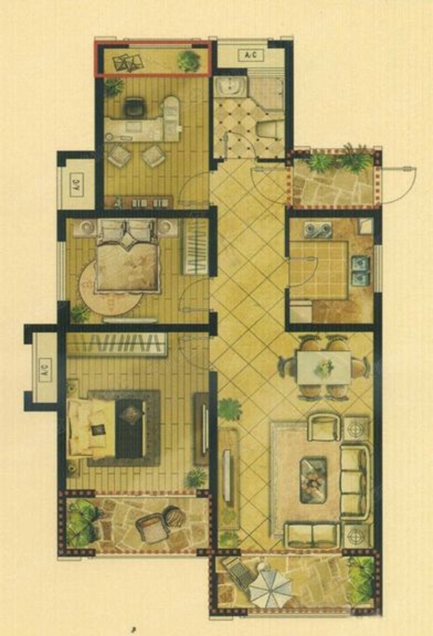 华建香颂溪岸g-c户型 108㎡_华建香颂溪岸户型图-扬州搜狐焦点网