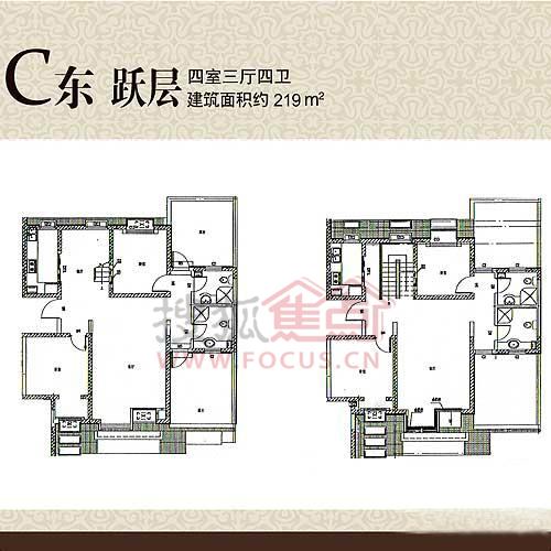 koma国际花园c东跃层四室三厅四卫219平米