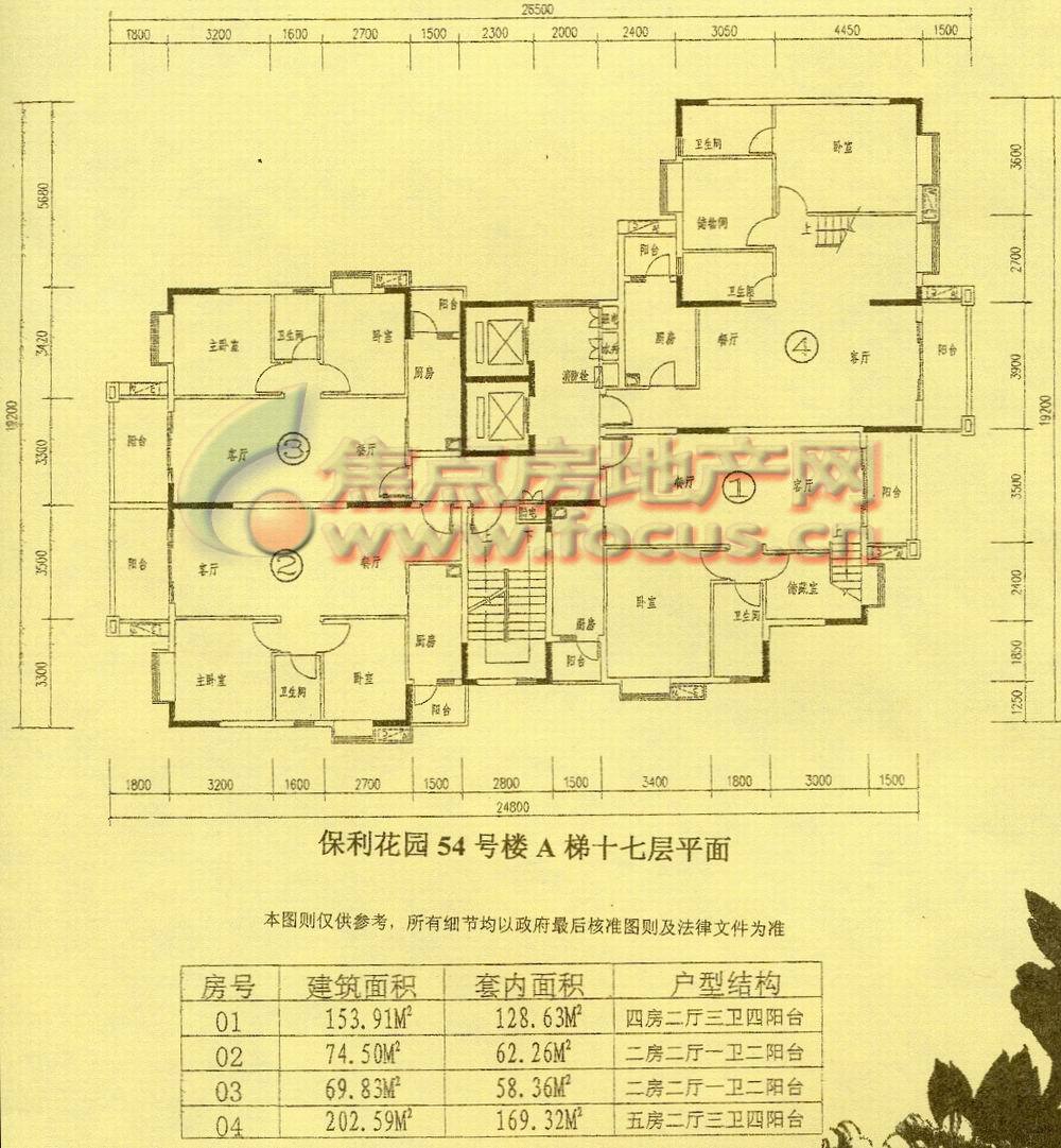 保利花园保利花园天姿国色54号楼a梯17层平面_保利花园户型图-广州