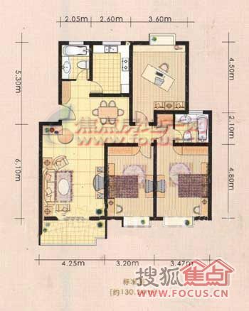 枫桥雅筑枫桥雅筑标准层130平方米_枫桥雅筑户型图