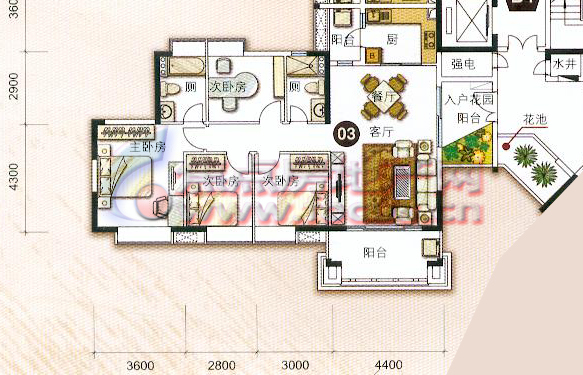 广州富力城b4栋4层03单元