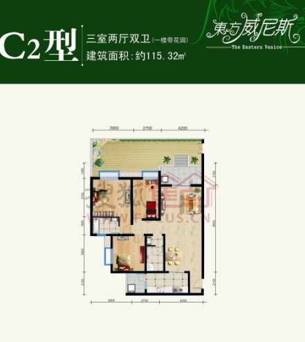 东方威尼斯三期c2一层户型