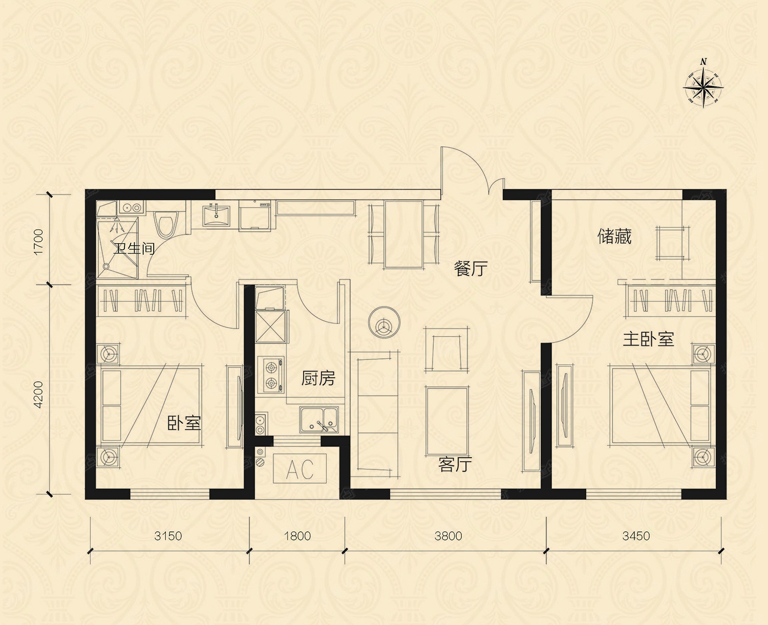 61平米户型图图片