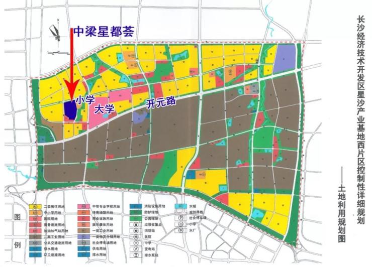 距"经开区星沙产业基地西片"权威规划图显示,长龙板块的开元路南边