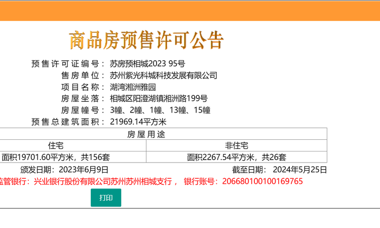 紫锦墅院楼盘证照