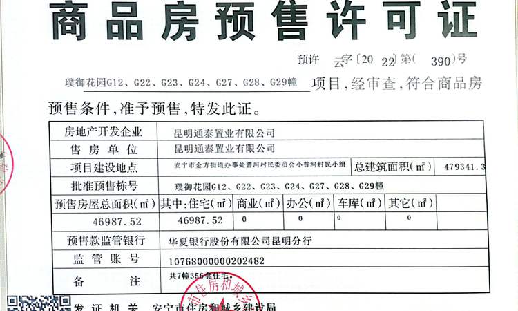 建投璞御楼盘证照