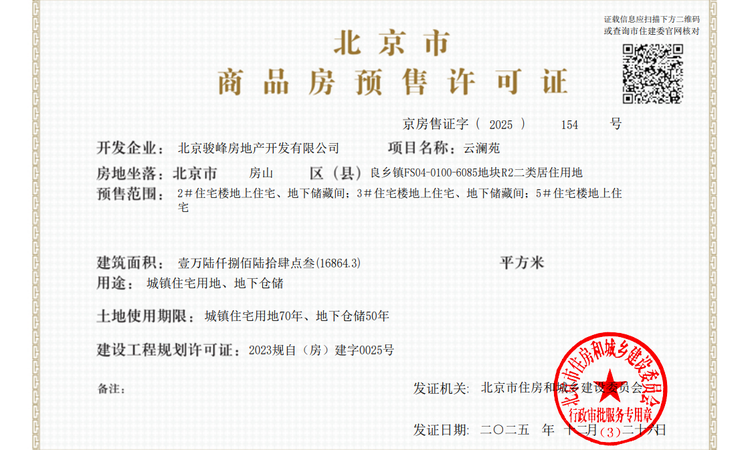 中骏·学仕台楼盘证照