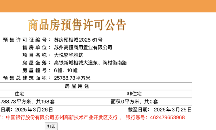 大悦繁华图楼盘证照