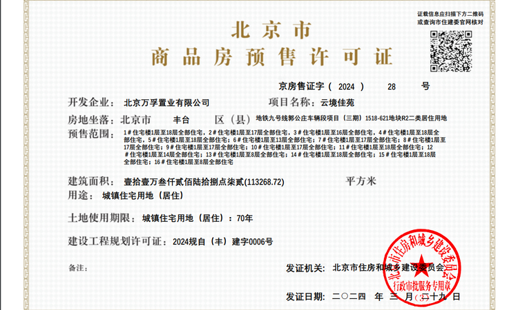 中建·云境楼盘证照