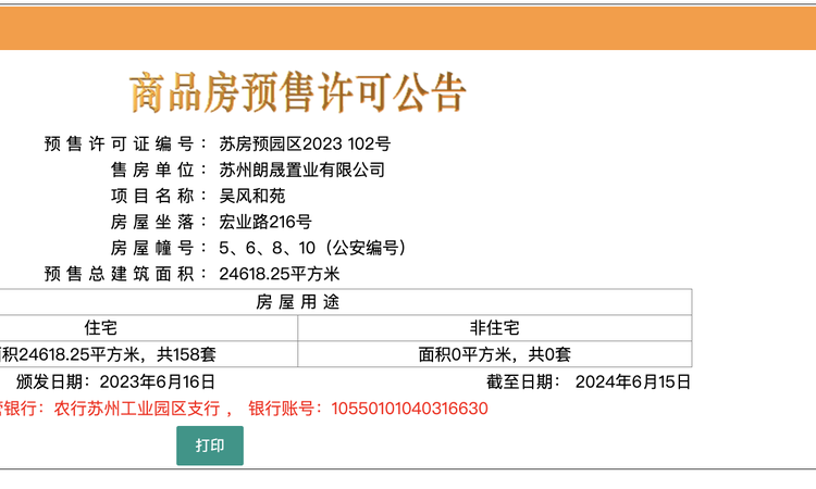 朗诗吴风和苑楼盘证照