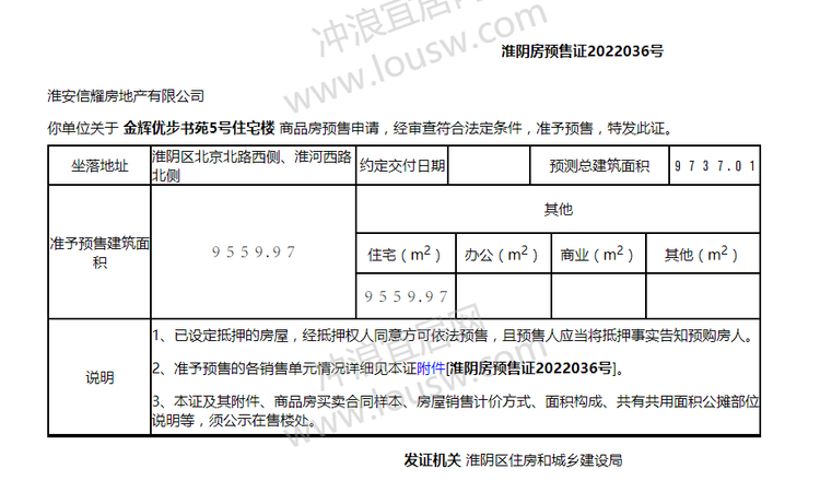 金辉·世界城楼盘证照