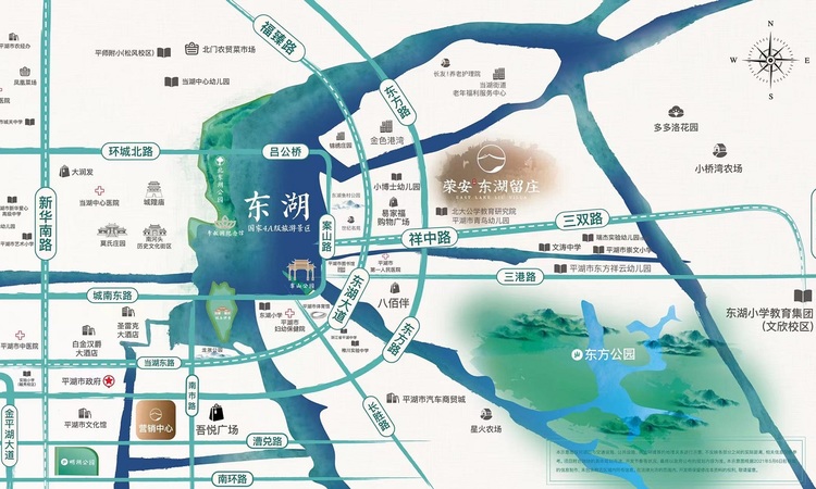 荣安东湖留庄交通图