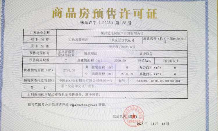 实地蔷薇熙岸楼盘证照