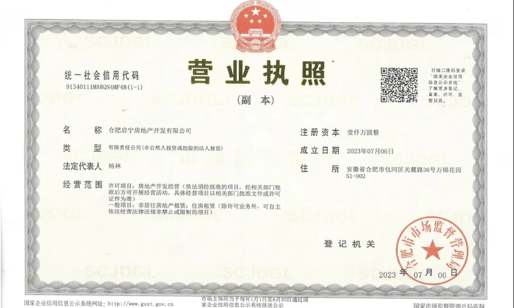 合肥中海臻如府楼盘证照