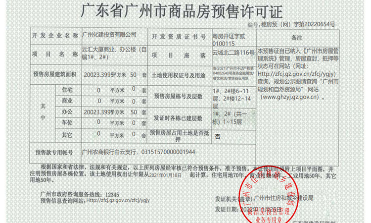 国化广场楼盘证照
