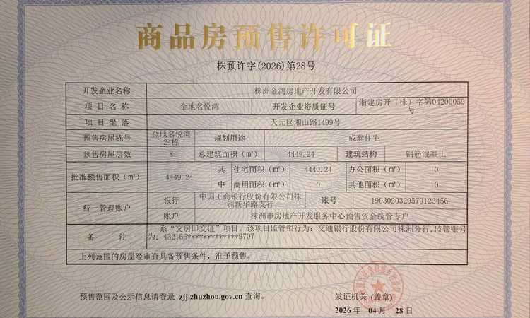金地天元汇楼盘证照