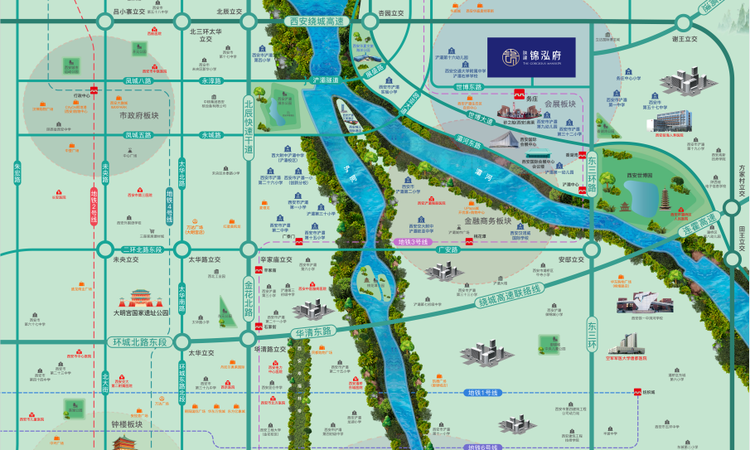 陕建锦泓府交通图