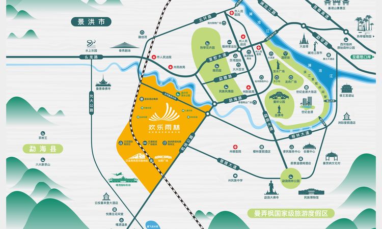 西双版纳华侨城欢乐雨林交通图