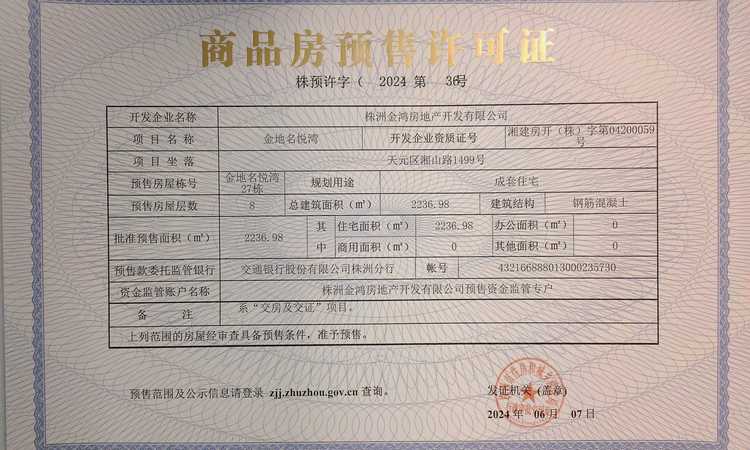 金地天元汇楼盘证照