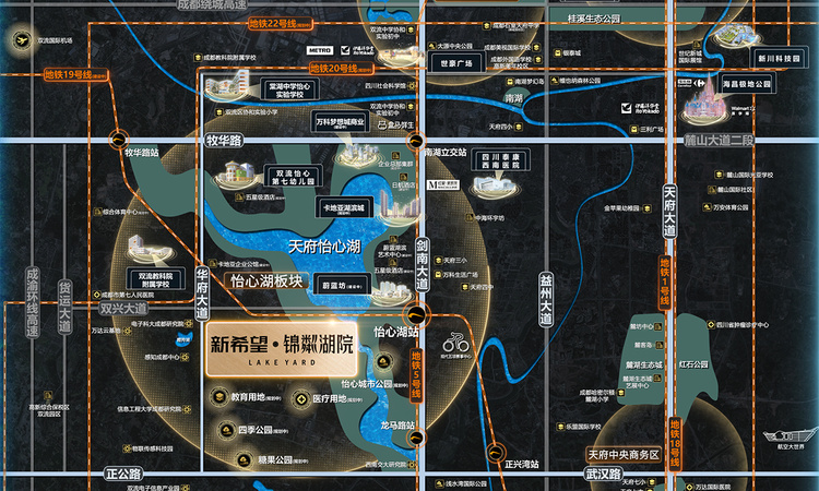 新希望锦粼湖院交通图