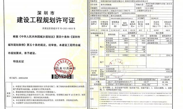 新天石厦铭苑楼盘证照